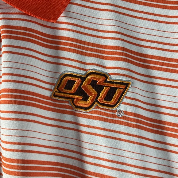 Mens Pre Owned Russel Athletics XL NCAA OSU Orange & White Polo - Picture 3 of 8
